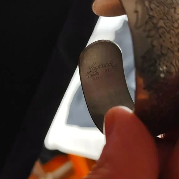 80s Leonard Pewter "Larkspur" Floral Etched Cuff Bracelet Vintage 6 1/4" - Picture 6 of 7